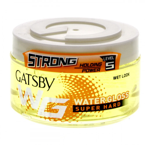 Gatsby Water Gloss Yellow Hair Gel Super Hard 150g -- جاتسبي مياه جيل شعر أصفر ملمعة