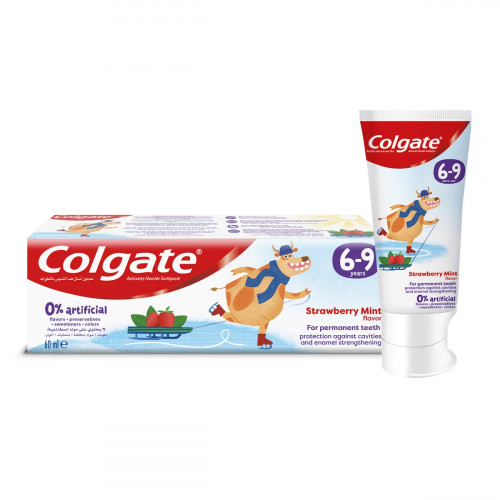 Colgate Strawberry And Mint Toothpaste For 6-9 Years old Kids 60ml -- كولجيت فراولة ونعناع  معجون أسنان لأطفال 6-9   60مل  Colgate Strawberry And Mint Toothpaste For 6-9 Years old Kids 60ml -- كولجيت فراولة ونعناع  معجون أسنان لأطفال 6-9   60مل
