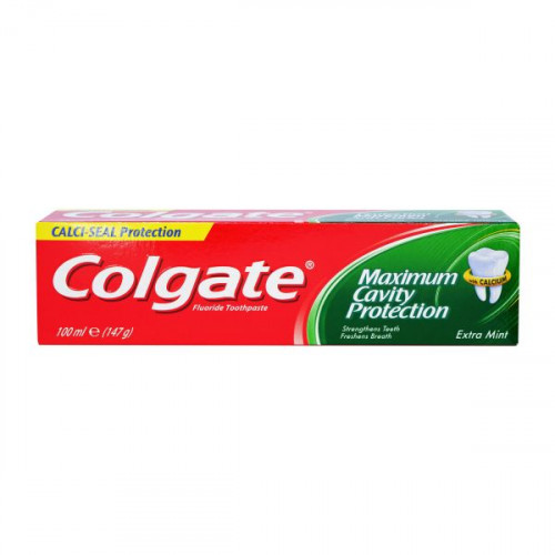 Colgate Toothpaste Maximum Cavity Protection Extra Mint 100ml -- كولجيت معجون حماية تسوس أسنان نعناع زيادة 100مل  Colgate Toothpaste Maximum Cavity Protection Extra Mint 100ml -- كولجيت معجون حماية تسوس أسنان نعناع زيادة 100مل