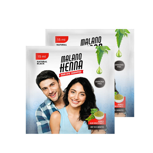 Malano Henna Black Hair Dye Shampoo 15ml Pack of 2 -- مالانو حنة شامبو لون شعر  15مل عبوة من2 Malano Henna Black Hair Dye Shampoo 15ml Pack of 2 -- مالانو حنة شامبو لون شعر  15مل عبوة من2