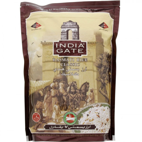 India Gate Classic Basmati Rice 1kg -- بوابة الهند أرز بسمتي كلاسيكي 1 كجم India Gate Classic Basmati Rice 1kg -- بوابة الهند أرز بسمتي كلاسيكي 1 كجم