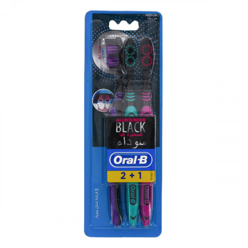 Oral-B Toothbrush Allrounder Black Medium 2+1 Free -- أورال-بي فرشاة أسنان أسود متوسط 2 + 1 مجانًا Oral-B Toothbrush Allrounder Black Medium 2+1 Free -- أورال-بي فرشاة أسنان أسود متوسط 2 + 1 مجانًا