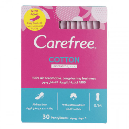 Carefree Pantyliners Unscented 30's -- كيرفري فوط صحية غير معطرة 30 فوطة Carefree Pantyliners Unscented 30's -- كيرفري فوط صحية غير معطرة 30 فوطة