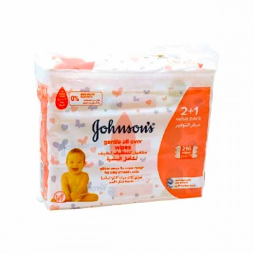 Johnson-s Gentle All Over Baby Wipes 72-s 2 + 1 Free -- جونسون مناديل لتنظيف لطيف لكامل بشرة الأطفال 75 منديل 2+1 مجاني Johnson-s Gentle All Over Baby Wipes 72-s 2 + 1 Free -- جونسون مناديل لتنظيف لطيف لكامل بشرة الأطفال 75 منديل 2+1 مجاني