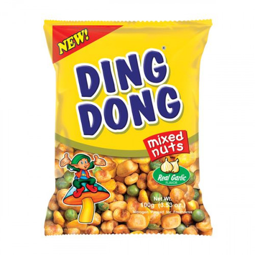 Ding Dong Mixed Nuts Real Garlic 100gm -- دنج دونج مكسرات مشكّلة بنطهة الثوم 100 جرام Ding Dong Mixed Nuts Real Garlic 100gm -- دنج دونج مكسرات مشكّلة بنطهة الثوم 100 جرام