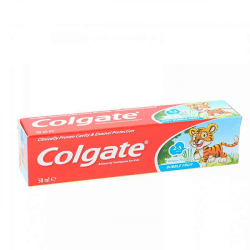 Colgate Toothpaste Gnric 2-5Yr Bublefrut 50M -- كولجت معجون اسنان من عمر 2 عام ل 5 سنوات 50 مللي Colgate Toothpaste Gnric 2-5Yr Bublefrut 50M -- كولجت معجون اسنان من عمر 2 عام ل 5 سنوات 50 مللي