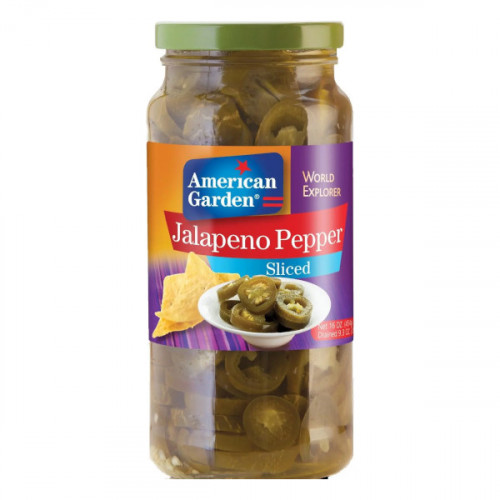 American Garden Jalapeno Pepper Sliced 453gm --أميريكان جاردن فلفل هلابينو شرائح 453 جم American Garden Jalapeno Pepper Sliced 453gm --أميريكان جاردن فلفل هلابينو شرائح 453 جم