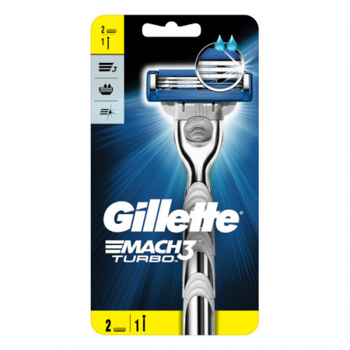 Gillette Mach3 Turbo Razor Handle + 2 Blades -- جيليت ماك 3 تربو- مقبض ماكينة حلاقة + 2 شفرة Gillette Mach3 Turbo Razor Handle + 2 Blades -- جيليت ماك 3 تربو- مقبض ماكينة حلاقة + 2 شفرة