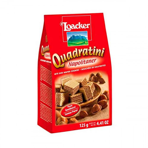 Loacker Wafers Quadratini Napolitaner 125gm -- قطع ويفر صغيره  125 جرام من لوكر كوادراتينا Loacker Wafers Quadratini Napolitaner 125gm -- قطع ويفر صغيره  125 جرام من لوكر كوادراتينا