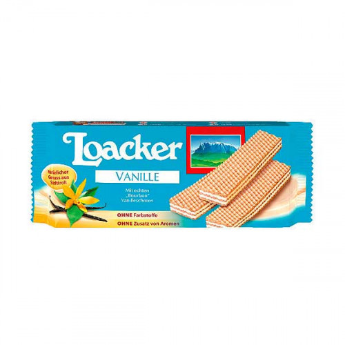 Loacker Cream Wafers Vanilla 175gm -- ويفر مقرمش بكريمه الفانيلا 175 جرام من لوكر  Loacker Cream Wafers Vanilla 175gm -- ويفر مقرمش بكريمه الفانيلا 175 جرام من لوكر