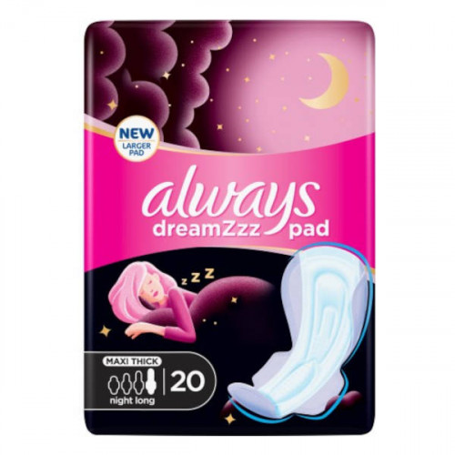 Always Dreamzz Cotton Soft Maxi Thick Night Long 20 Pads -- أولويز فوط صحية ليلية قطنية ناعمة ماكسي طويلة سميكة 20 فوطة Always Dreamzz Cotton Soft Maxi Thick Night Long 20 Pads -- أولويز فوط صحية ليلية قطنية ناعمة ماكسي طويلة سميكة 20 فوطة