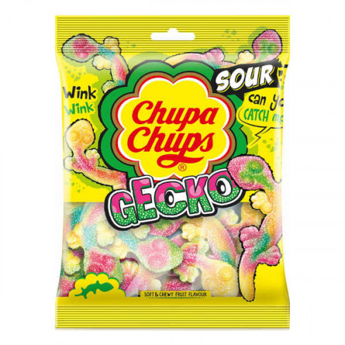 Chupa Chups Sour Candies Gecko 160gm -- تشوبا تشوبس حلوى حامضة جيكو 160 جم Chupa Chups Sour Candies Gecko 160gm -- تشوبا تشوبس حلوى حامضة جيكو 160 جم