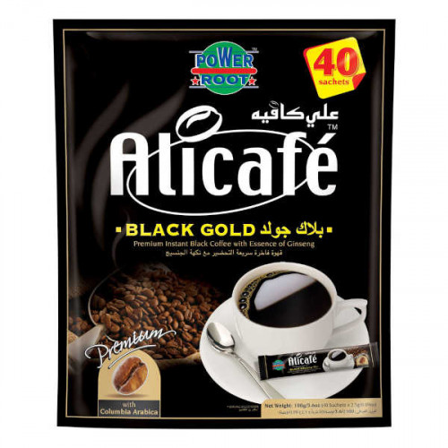 Alicafe Black Gold Instant Black Coffee 40 x 2.5gm -- علي كافيه- قهوة سوداء سريعة التحضير 40 × 2.5 جم Alicafe Black Gold Instant Black Coffee 40 x 2.5gm -- علي كافيه- قهوة سوداء سريعة التحضير 40 × 2.5 جم